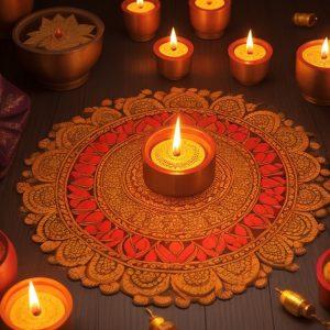 Diya Rangoli for Diwali